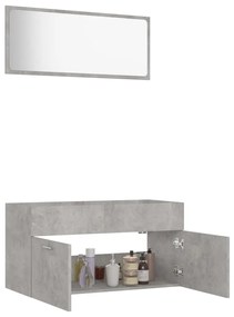 Set mobili da bagno 2 pz grigio cemento in legno multistrato