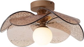 Plafoniera di design bronzo scuro con vetro ambrato a coste - Kemner