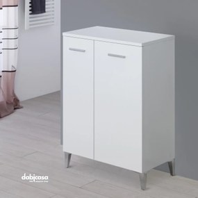 Mobile Bagno Da Terra "Stella" Da 60 Cm Composto Da Due Ante Finitura Bianco Lucido