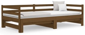 Dormeuse Estraibile Miele 2x(90x190) cm Legno Massello di Pino