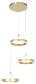 Lampada a sospensione rotonda in ottone con LED a 3 step dimmerabile 3 luci - Lyani