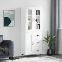 Credenza Bianco Lucido 69,5x34x180 cm in Legno Multistratocod mxl 125872