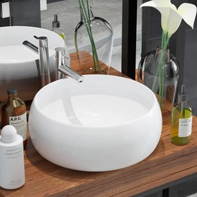 Lavandino Rotondo İn Ceramica Bianca 40 X 15 Cm /