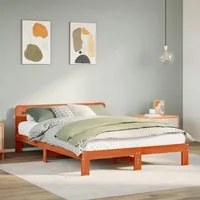 Letto senza Materasso Marrone Cera 135x190 cm in Legno di Pino 855575