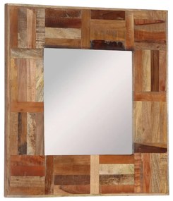 Specchio da Parete in Legno Massello di Recupero 50x50 cm