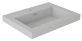 Lavabo da incasso con bordo a vista d'appoggio bacino al centro rettangolare Nantes L 61 x H 6 x P 46 cm in resina grigio