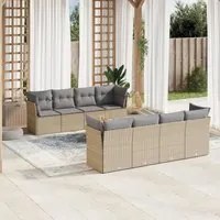 Set Divano da Giardino 9 pz con Cuscini Beige Misto Polyrattan 3255856