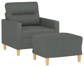 Poltrona con poggiapiedi grigio scuro 60 cm in tessuto