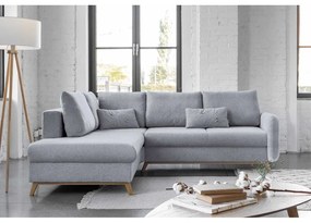 Divano letto angolare grigio chiaro L, angolo sinistro Scandic Lagom - Miuform