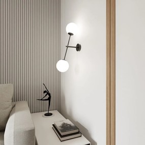 Applique da Parete in Acciaio e Vetro LINEAR K2 Nero 2xE14