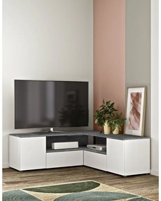 Tavolo TV grigio e bianco in cemento 130x46 cm Angle - TemaHome