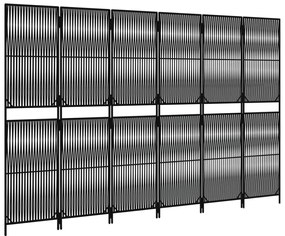 Divisorio per ambienti a 6 pannelli nero in polyrattan