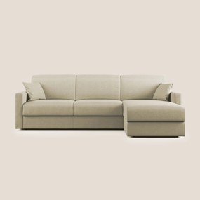 Chris Divano letto angolare con penisola in microfibra smacchiabile T11 panna