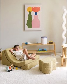Pouf per bambini verde con rivestimento in bouclé Cloud – Wigiwama