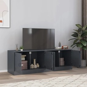 Mobili Tv 2 Pz Antracite 67x39x44 Cm İn Acciaio /