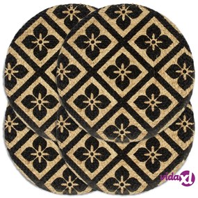 vidaXL Tovagliette 4 pz Nero 38cm Rotonde in Juta