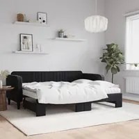 Divano Letto Estraibile con Materassi Nero 80x200 cm Vellutocod mxl 82695