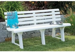 Panchina da esterno Dluzard, Panca monoblocco da giardino, Panchina outdoor, 100% Made in Italy, 145x49h74 cm, Bianco