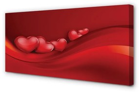 Quadro su tela Cuori di sfondo rosso 100x50 cm