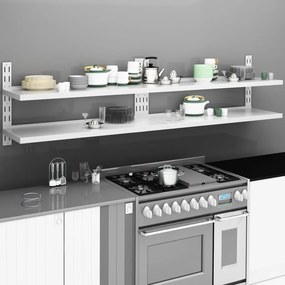 Mensole Galleggianti A 2 Livelli 2 Pz İn Acciaio Inox 240x30 Cm /