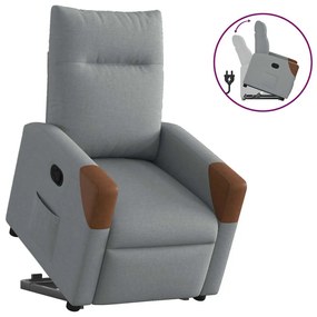 Poltrona Alzapersona Reclinabile Grigio Chiaro İn Tessuto /