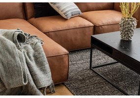 Divano angolare marrone cognac in pelle riciclata, angolo destro, 282 cm Fairfield - Bonami Selection