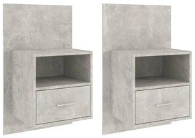 Comodini a muro 2 pz grigio cemento