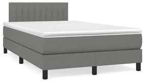 Letto a Molle Materasso e LED Grigio Scuro 120x190cm in Tessuto