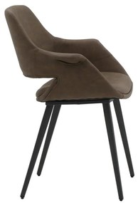 Set di sedie EMBAJADORES in similpelle marrone e gambe in metallo nero, con braccioli