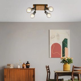 Plafoniera industriale Wood marrone IP20, 4XE27