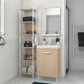 Pensile bagno Easy rovere in legno SENSEA, 1 anta apertura da sinistra P 16.3 x L 50 x H 70 cm