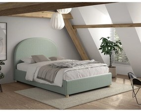 Letto matrimoniale imbottito verde con contenitore con rete inclusa 140x200 cm Moon – Vipack