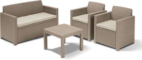 Set Salotto Alabama Cappuccino con Cuscini Color Sabbia