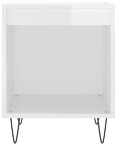 Comodini 2pz bianco lucido 40x35x50 cm in legno multistrato