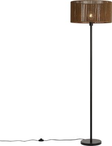 Lampada da terra nera con paralume in corda di carta marrone 50/50/25 - Simplo