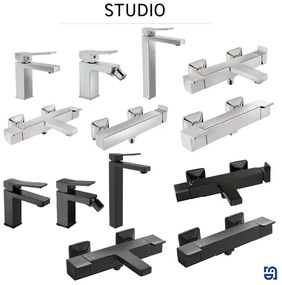 Rubinetto per lavabo Studio nero cromato opaco SENSEA H 35 cm