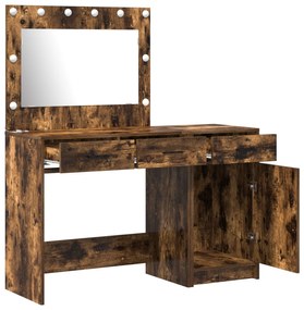 Set da toeletta 2 pezzi con led in rovere fumè in legno ingegnerizzato