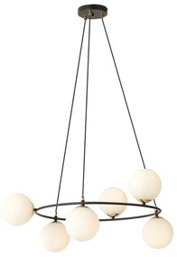 Lampadario Minimal Tiamat Acciaio Nero Oro 6 Luci E14 Ip20