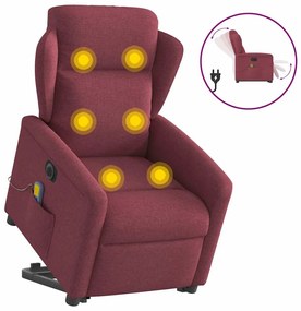 Poltrona Alzapersona Massaggiante Elettrica Rosso Vino Tessuto /