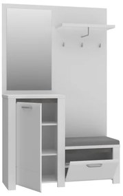 Parete attrezzata per ingresso con specchio HIRO bianco/grigio