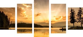 Quadri 5 pezzi – Riflesso del lago di montagna