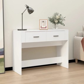Tavolino Consolle Bianco 100x39x75 Cm İn Legno Multistrato /