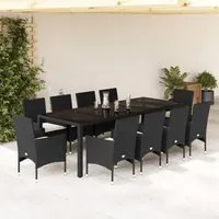 Set da Pranzo da Giardino 11 pz con Cuscini Polyrattan e Vetro 3278586