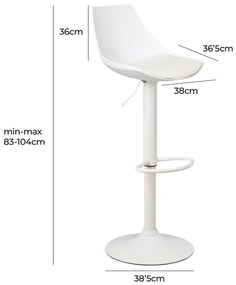 Sgabelli da bar bianchi ad altezza regolabile in similpelle in set di 2 (altezza seduta 56,5 cm) - Casa Selección