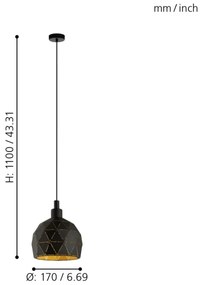 Eglo 33345 - Lampadario a sospensione con filo ROCCAFORTE 1xE14/40W/230V