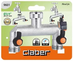 Rubinetto in Ottone Cromato a Due Vie Regolabili 3/4" con Installazione in Blister