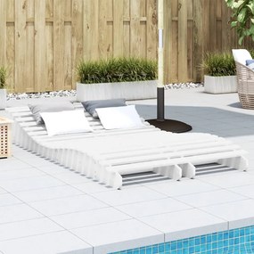 Lettini Prendisole 2pz Bianchi 205x60x31,5 Legno Massello Pino /