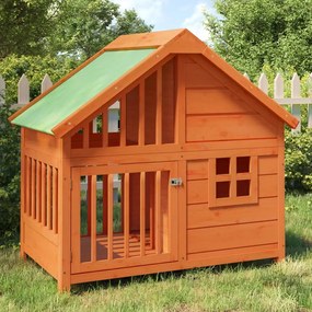 Cuccia Per Cani Marrone 96x60,5x87 Cm İn Legno Massello Di Pino /