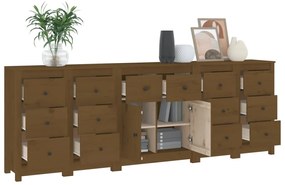 Credenza Miele 230x35x80 cm in Legno Massello di Pino