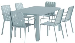 Set tavolo e sedie Idaho NATERIAL in alluminio blu per 6 persone